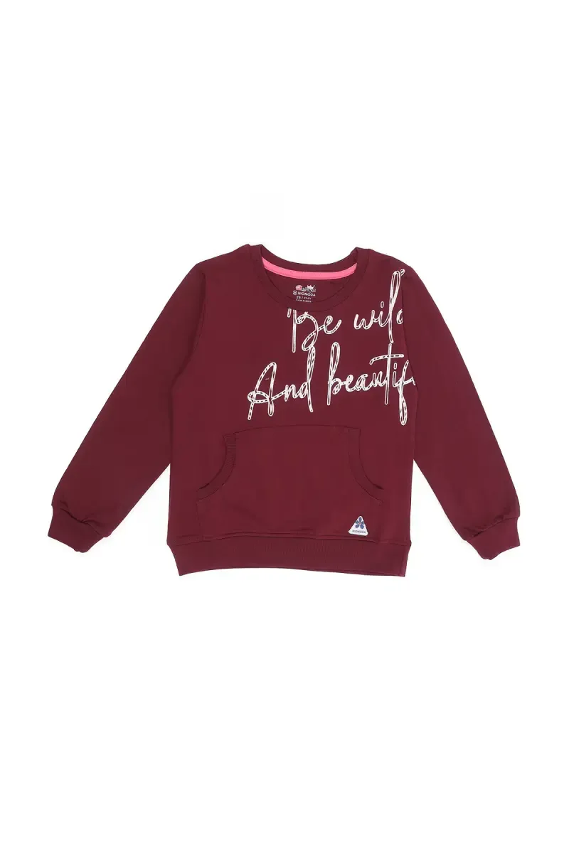 Cotton Printed Regular Fit Sweatshirt for Girls