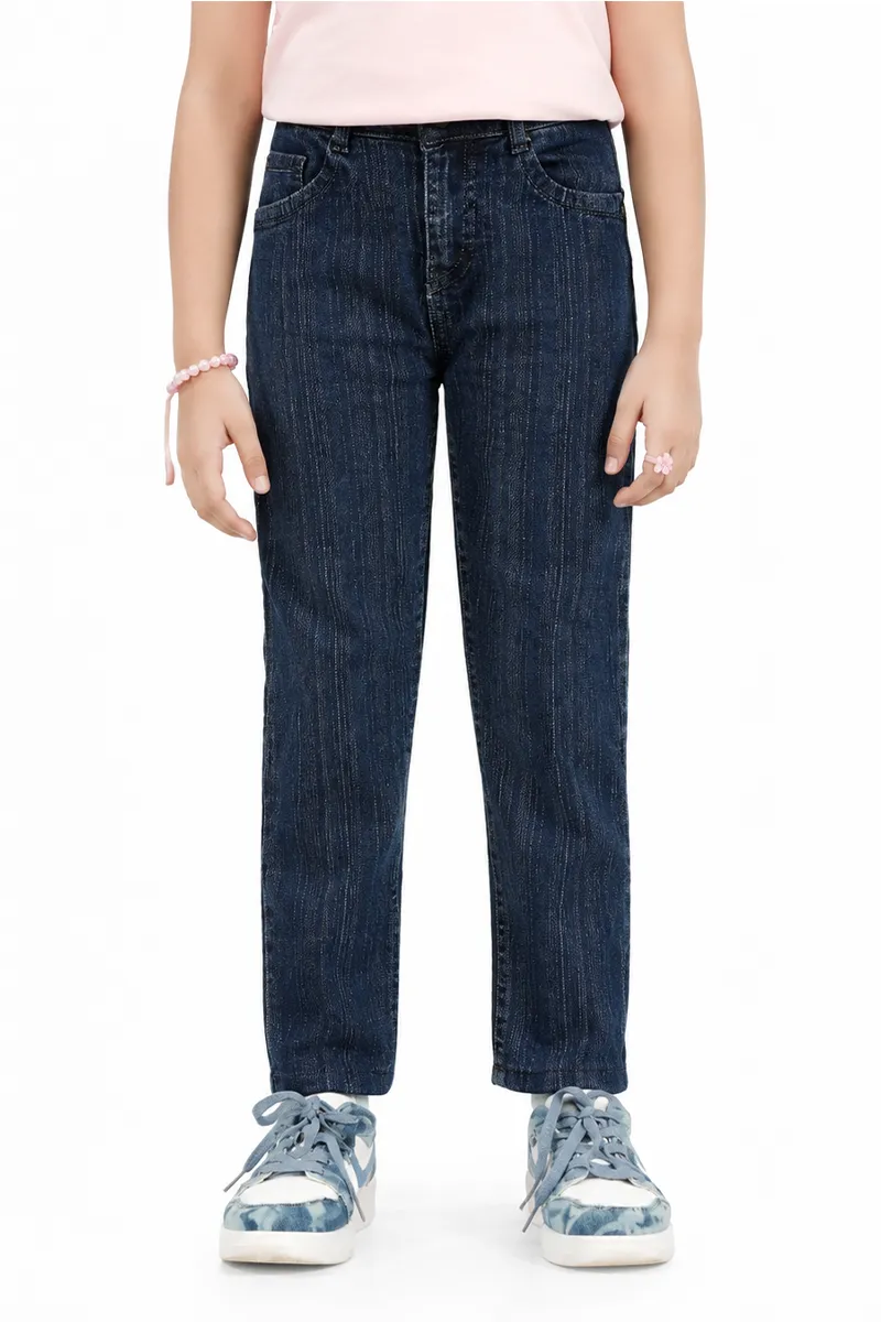 Girls Denim Striped Jeans - (2 - 8 Yrs)