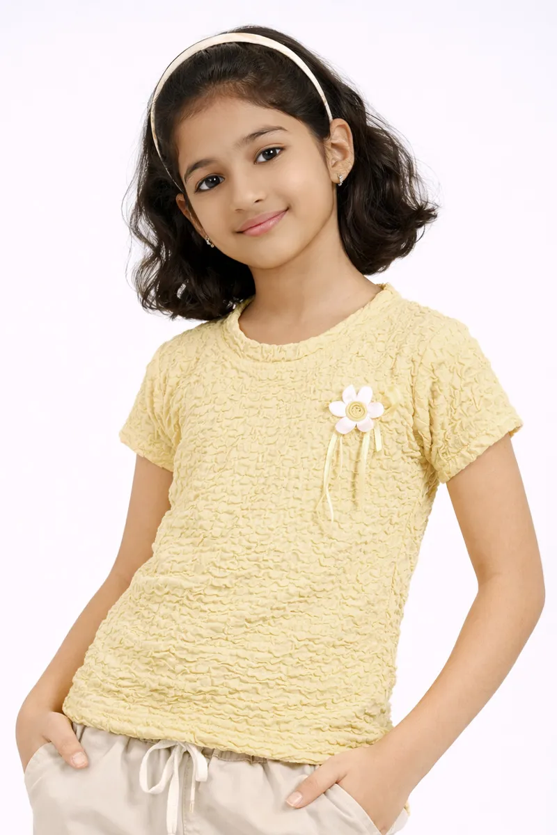 Cotton Lycra Blend Solid T-Shirt for Girl (2 - 14 Yrs)