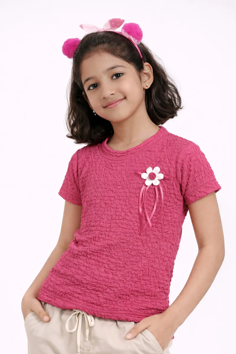 Cotton Lycra Blend Solid T-Shirt for Girl (2 - 14 Yrs) 01056945YRSDEEPIN