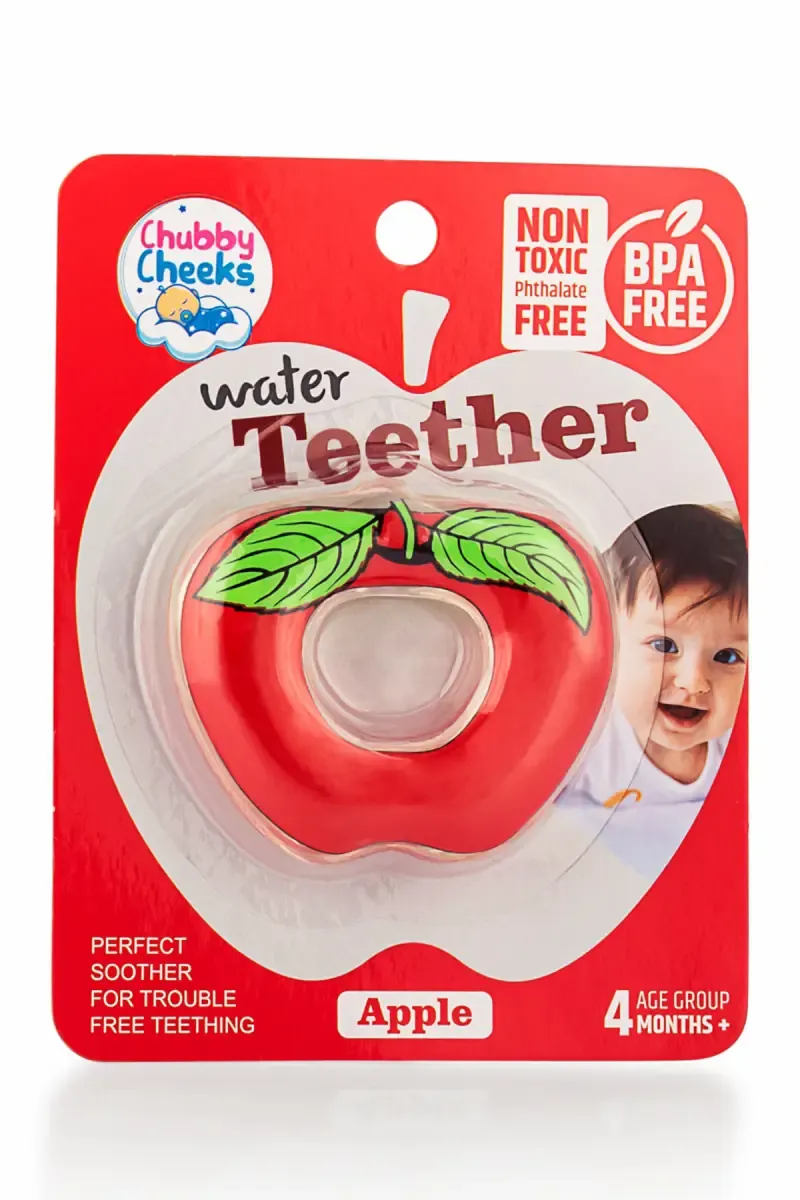 Chubby Cheeks Apple Shaped Water Teether for Babies (Red)
