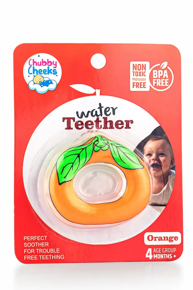 Chubby Cheeks Orange Shaped Water Teether for Babies (Orange)