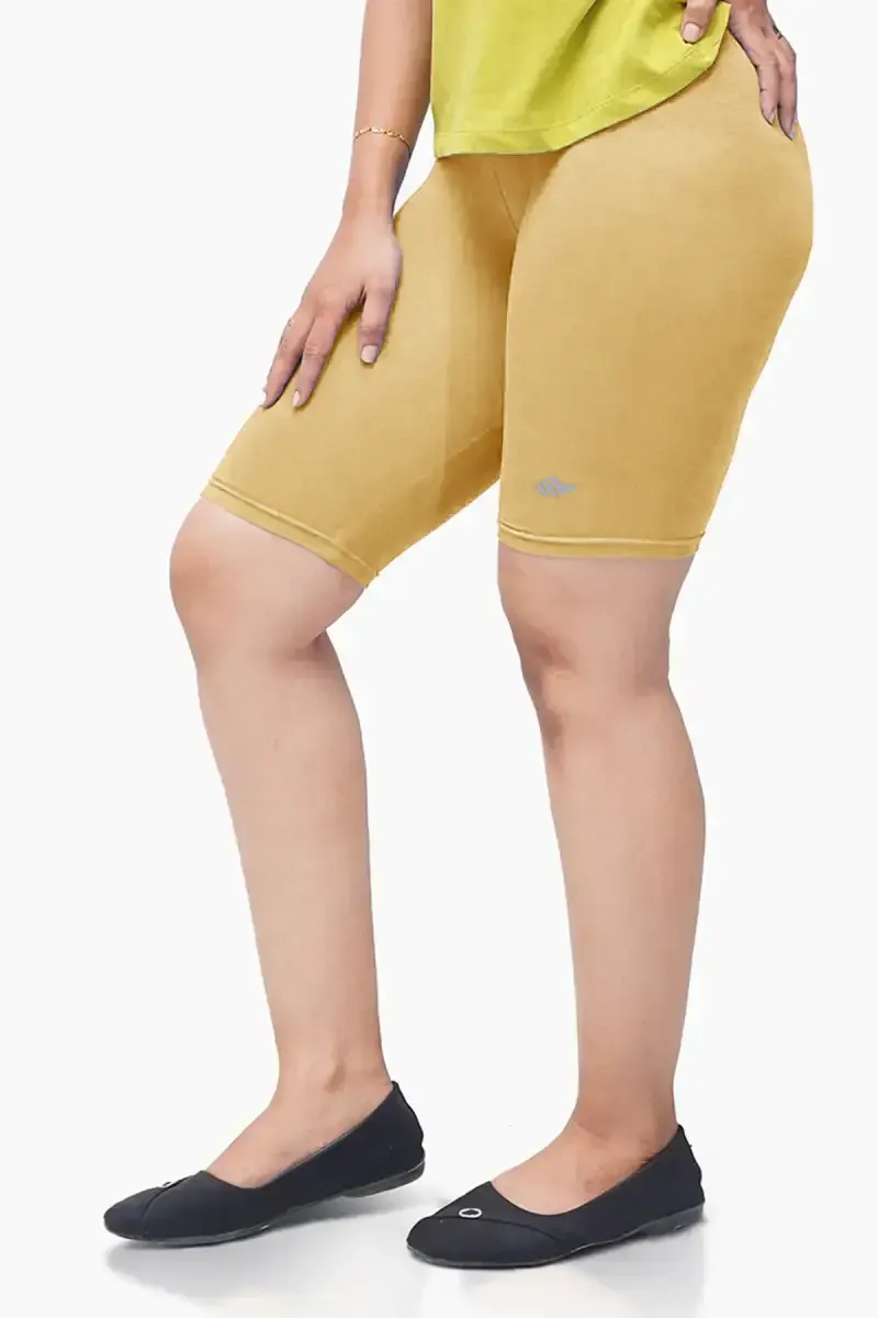 Cotton Lycra Blend Solid Yoga Shorts for Women