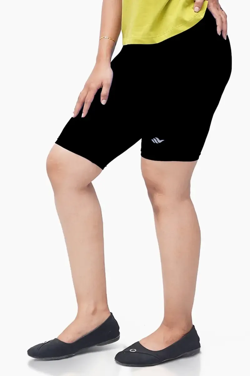 Cotton Lycra Blend Solid Yoga Shorts for Women