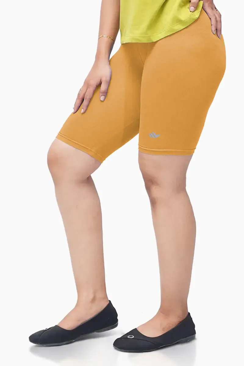 Cotton Lycra Blend Solid Yoga Shorts for Women
