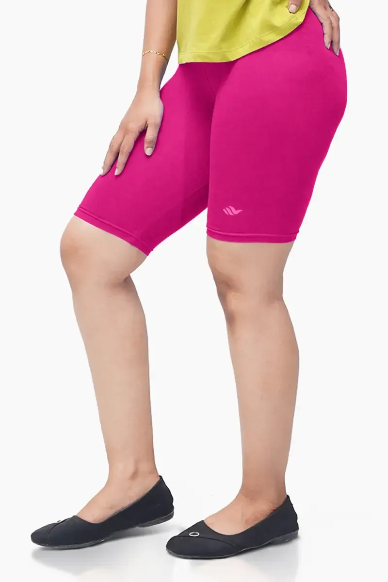 Cotton Lycra Blend Solid Yoga Shorts for Women