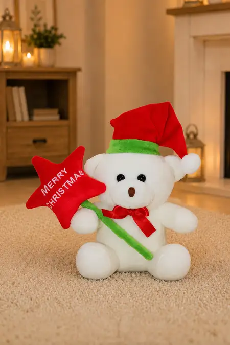 Merry Christmas Bear Stuffed Soft Toy -25 Cm