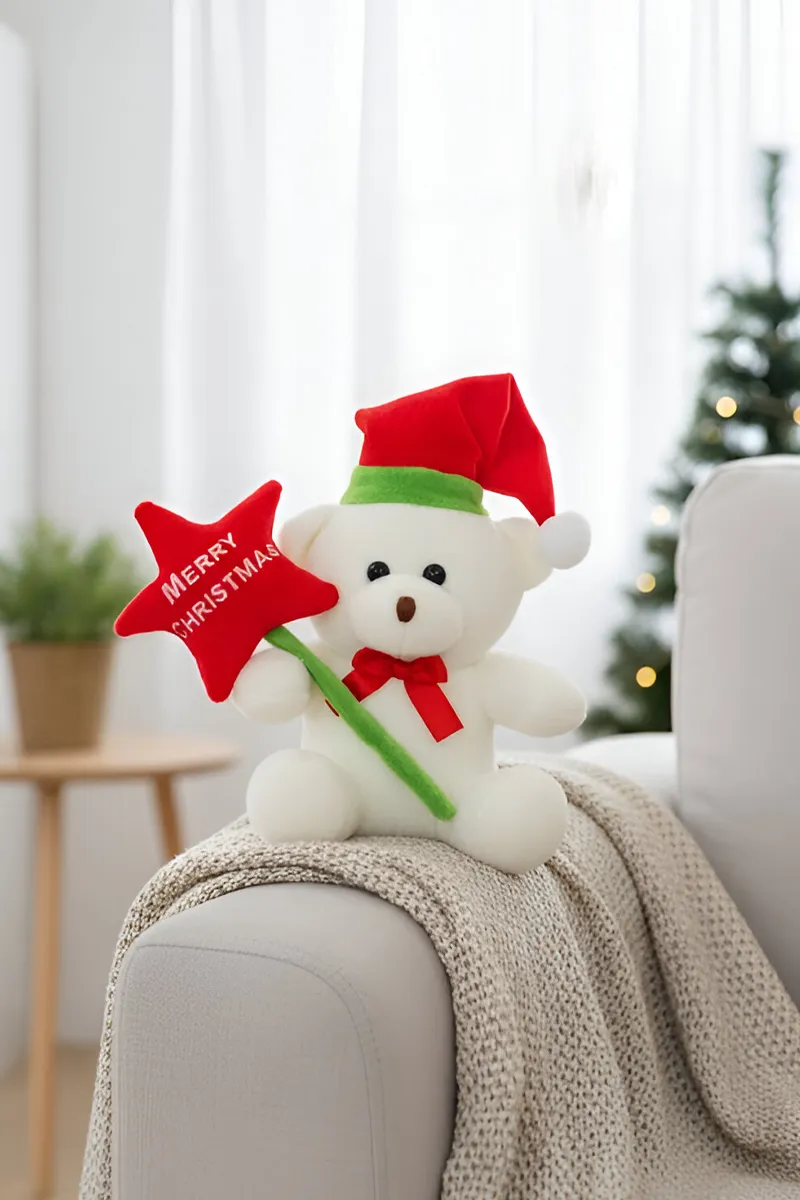 Merry Christmas Bear Stuffed Soft Toy - 18 Cm 010786MUL