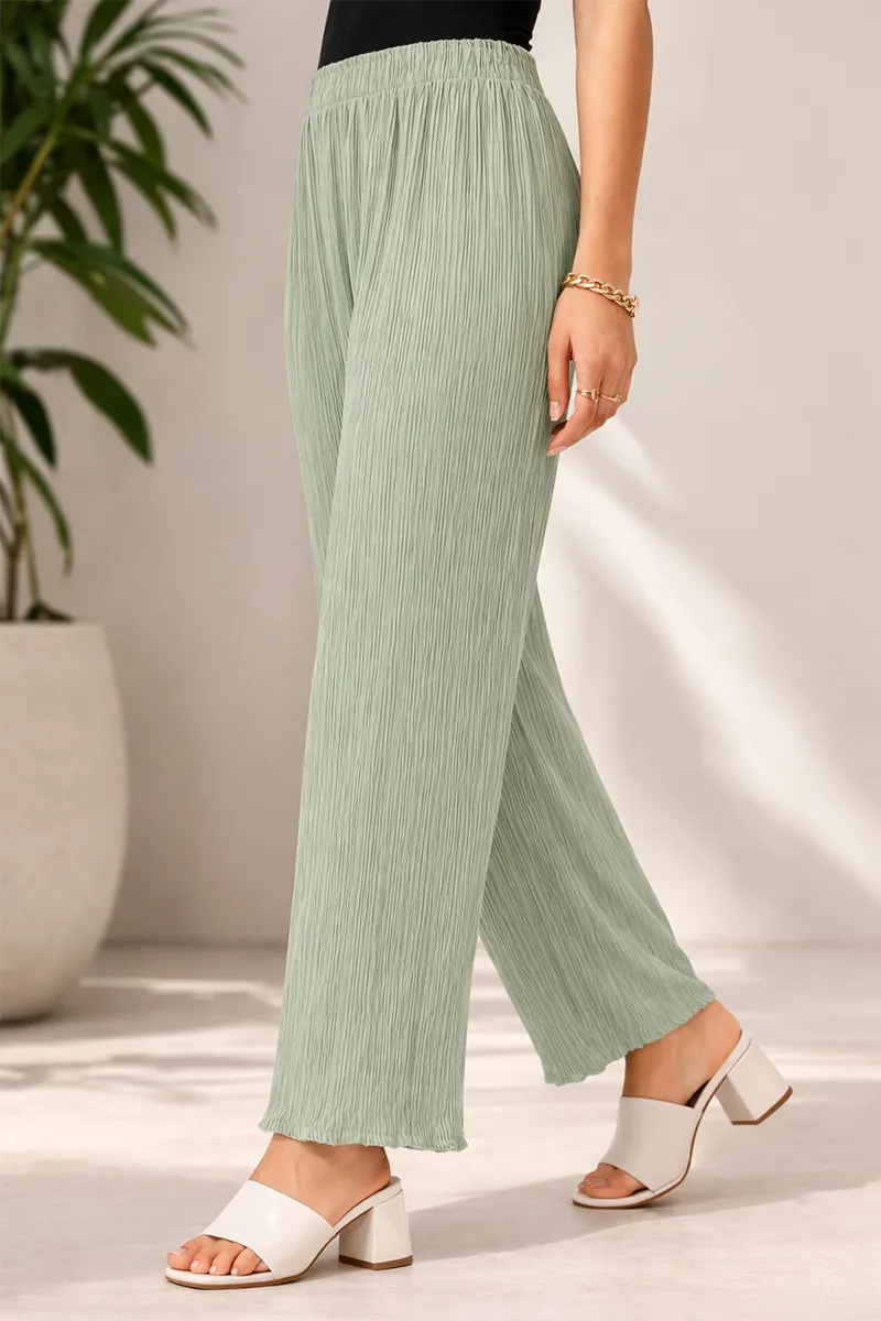 Rayon Solid Flared Palazzo for Women 010938LIGGREL