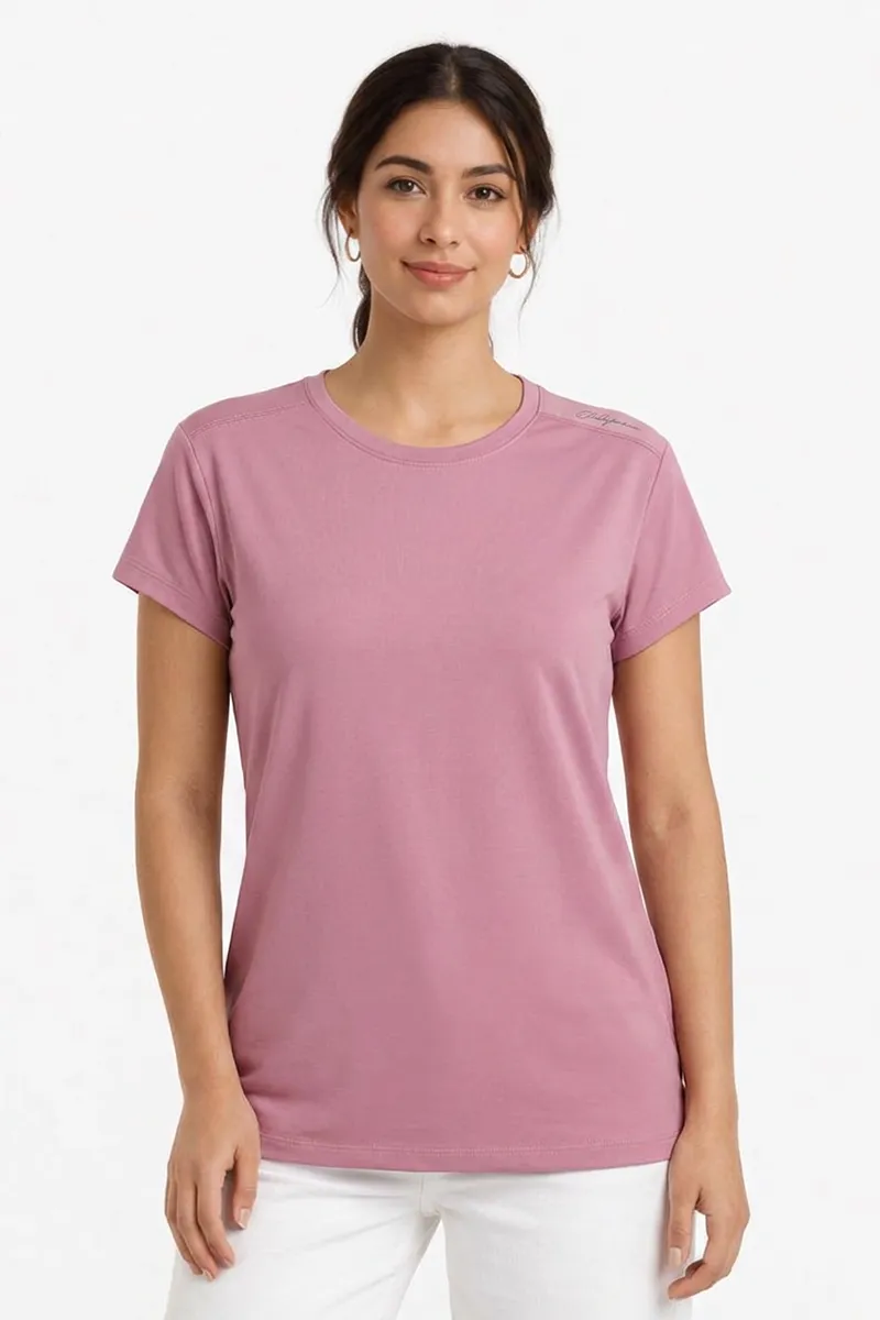 Cotton Blend Solid T-Shirt for Women 010945MMAU