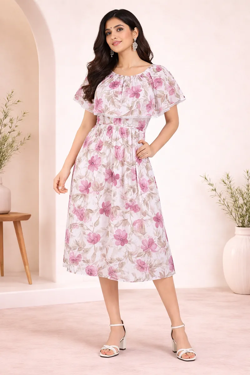 Cotton Rayon Printed Gown for Women