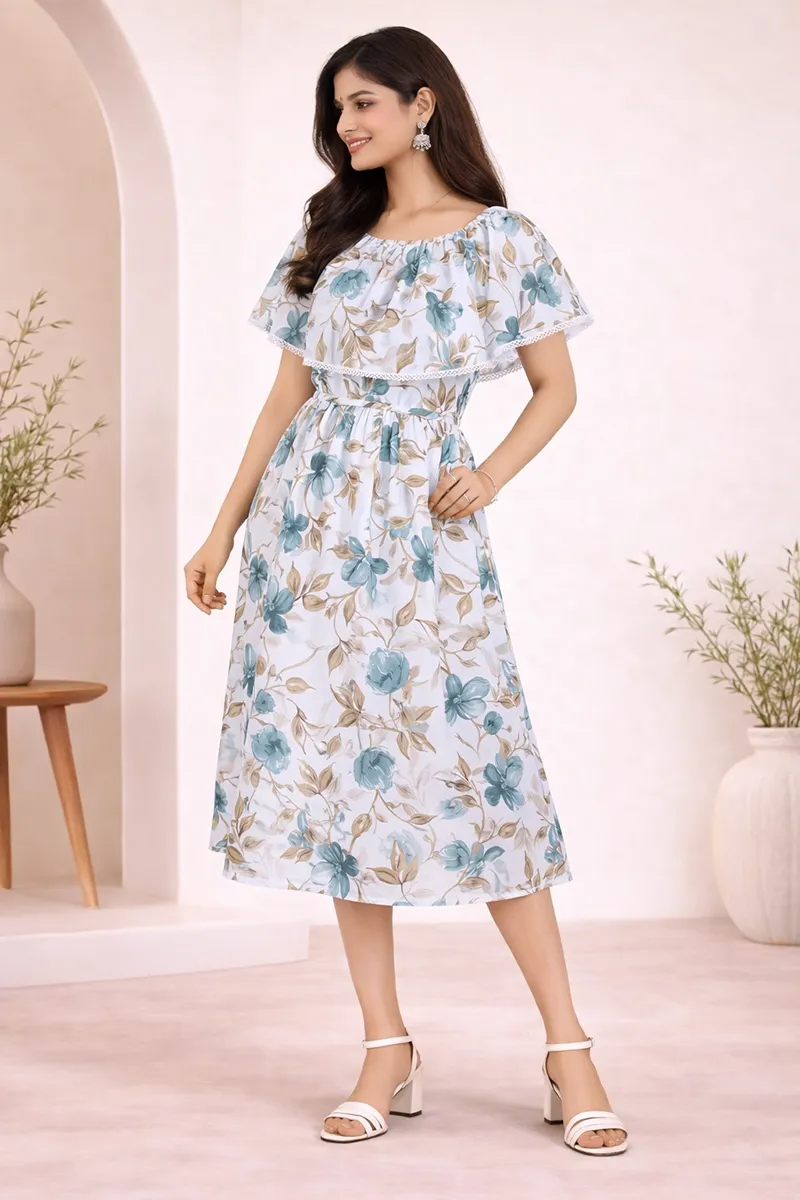 Cotton Rayon Printed Gown For Women 010949LTEA