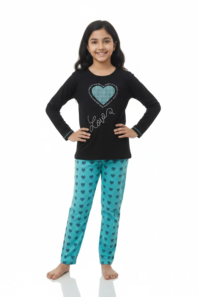 Cotton Printed Pyjama Set for Girls 010971BLA121YRS