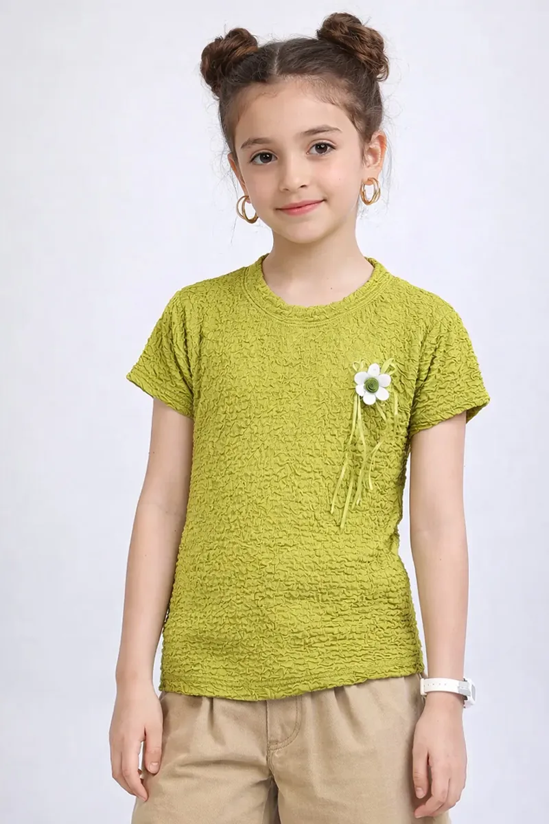 Cotton Blend Solid T-Shirt for Girl (2-14 Yrs) 01101523YRSOLI