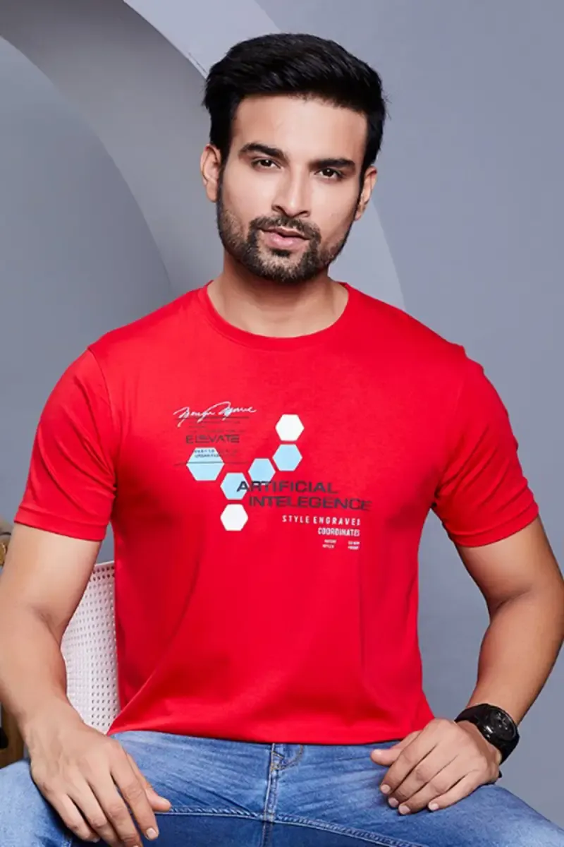 Men's Graphic Printed T-shirt 011049MRED