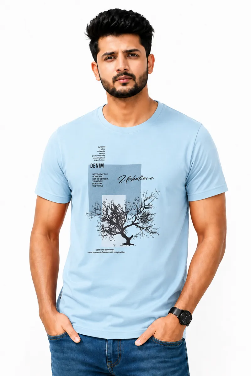 Tencel Lycra Graphic Print T-shirt for Men
