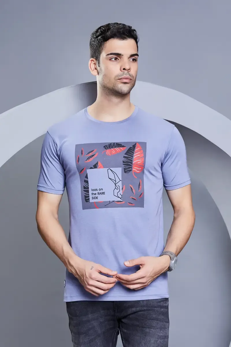 Tencel Lycra Graphic Print T-shirt for Men