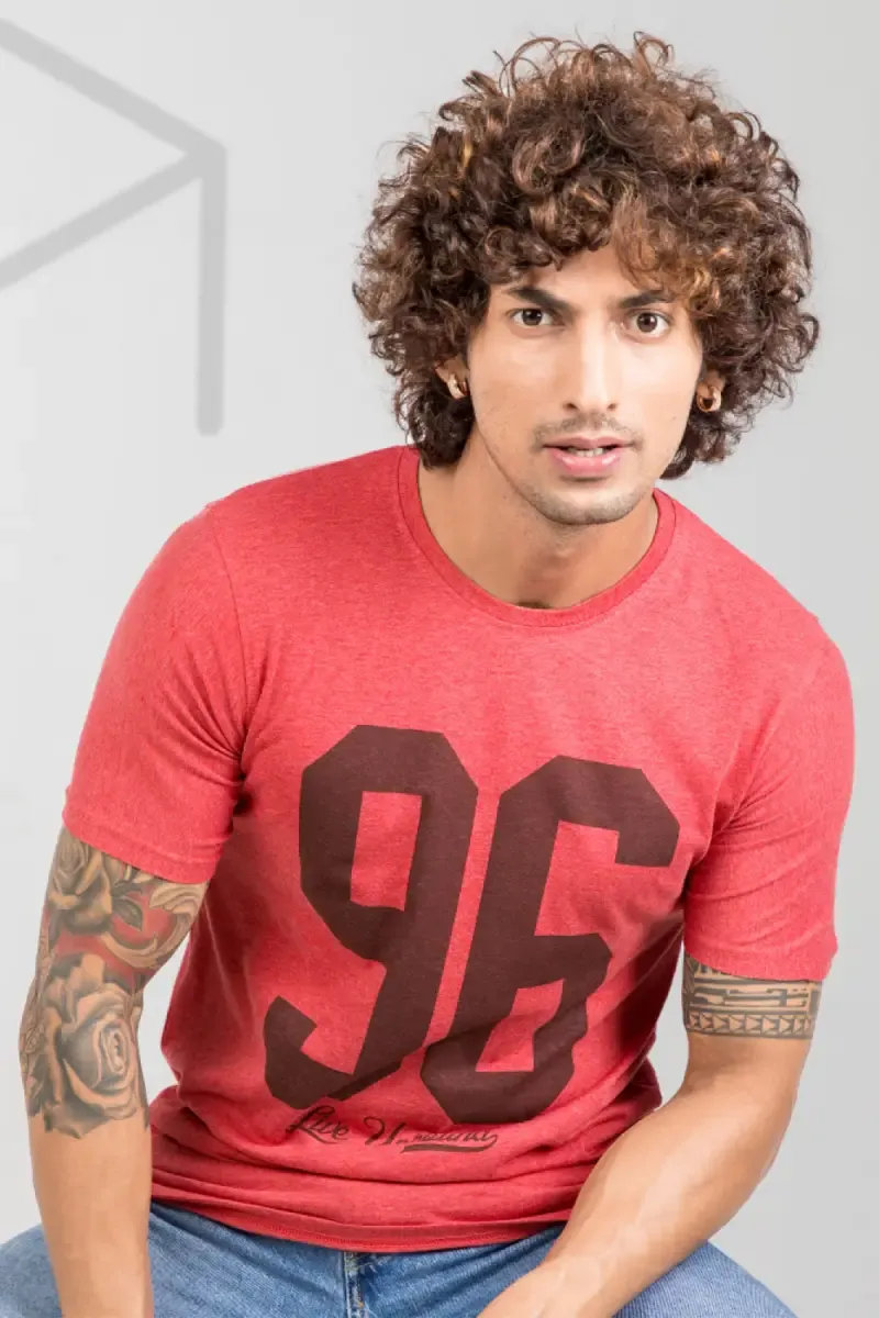 Cotton Typographic Print T-shirt for Men 01106740RED