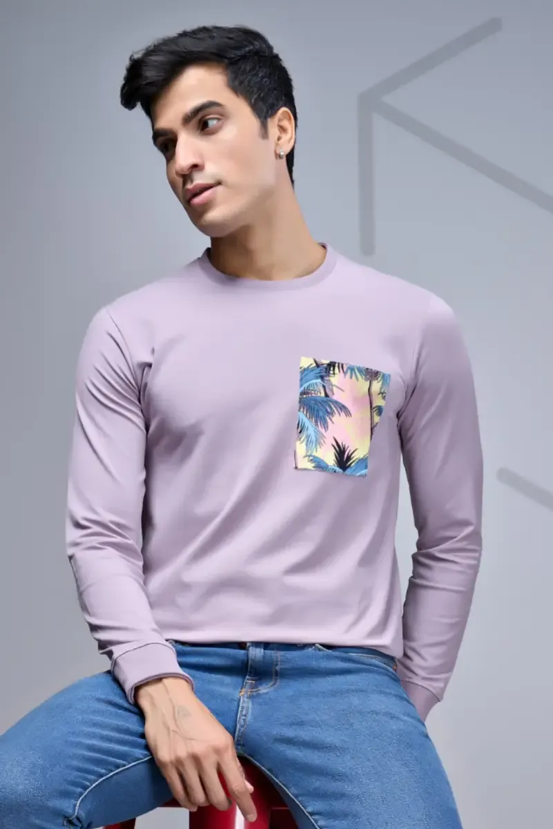 Men's Cotton Solid T-shirt with Placement Print