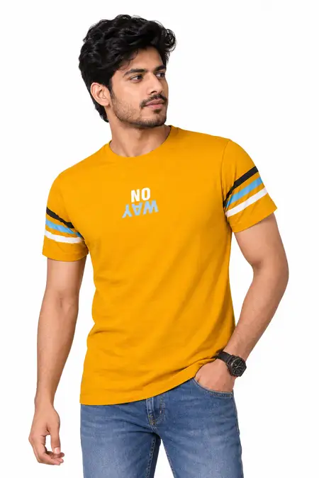 Typographic Print Embossed T-shirt for Men