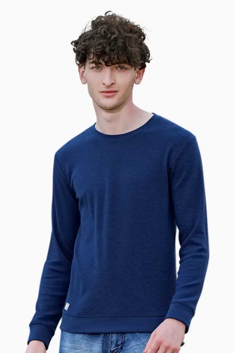 Cotton Slim Fit T-shirt for Men 011148LDARBLU