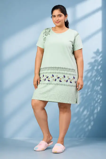 Cotton Printed Night Dress for Women - Plus Size