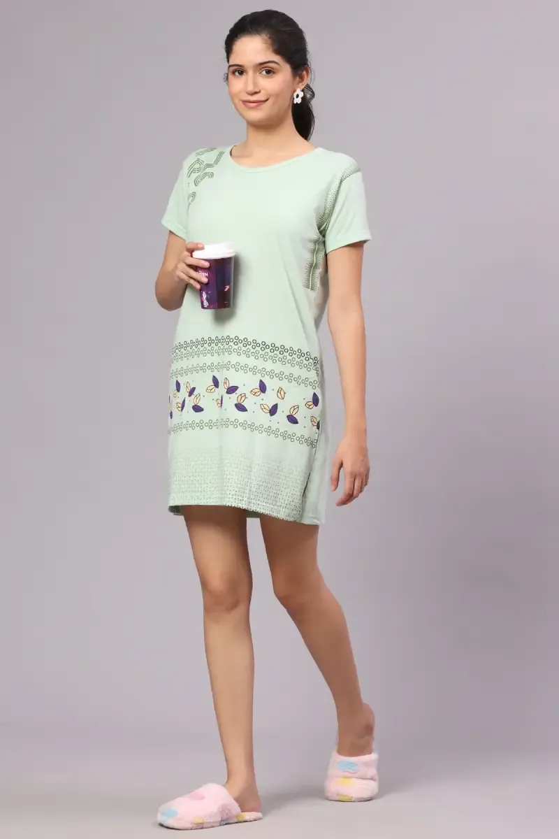 Cotton Printed Night Dress for Women 011221XXLLIGGRE