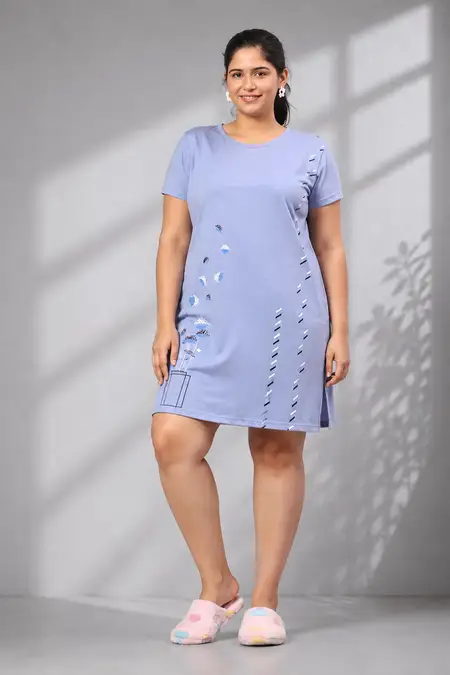 Cotton Printed Night Dress for Women - Plus Size