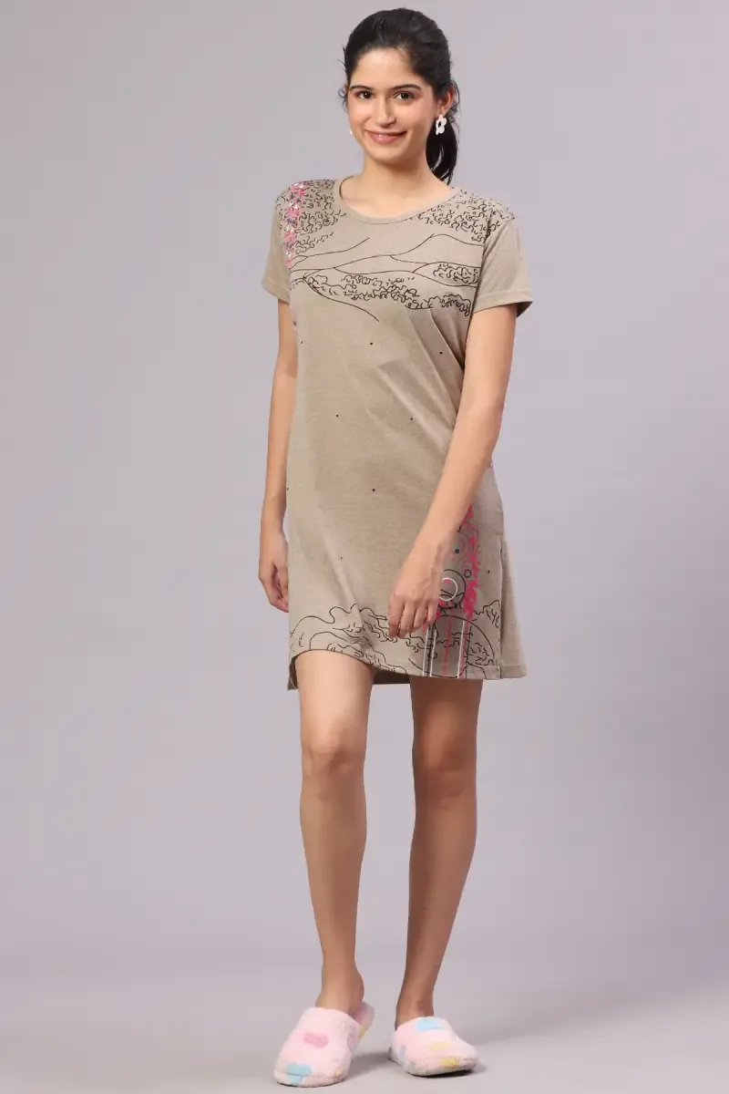 Cotton Printed Night Dress for Women