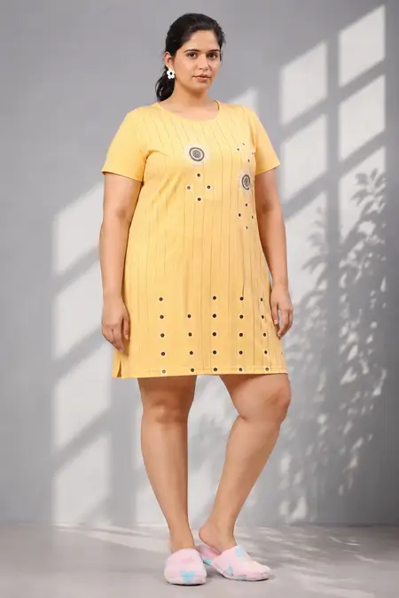 Cotton Floral Printed Night Dress for Women - Plus Size