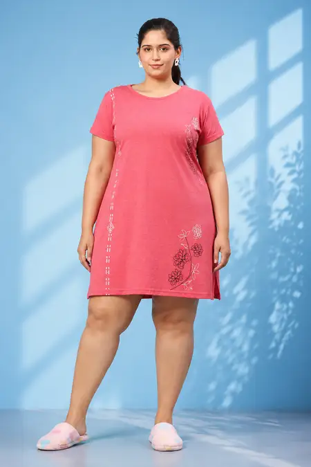 Cotton Printed Night Dress for Women - Plus Size