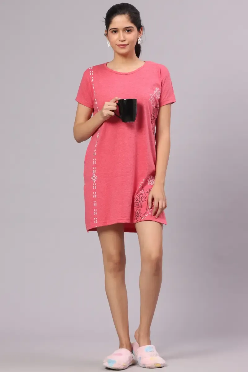 Cotton Printed Night Dress for Women 011228XLPIN