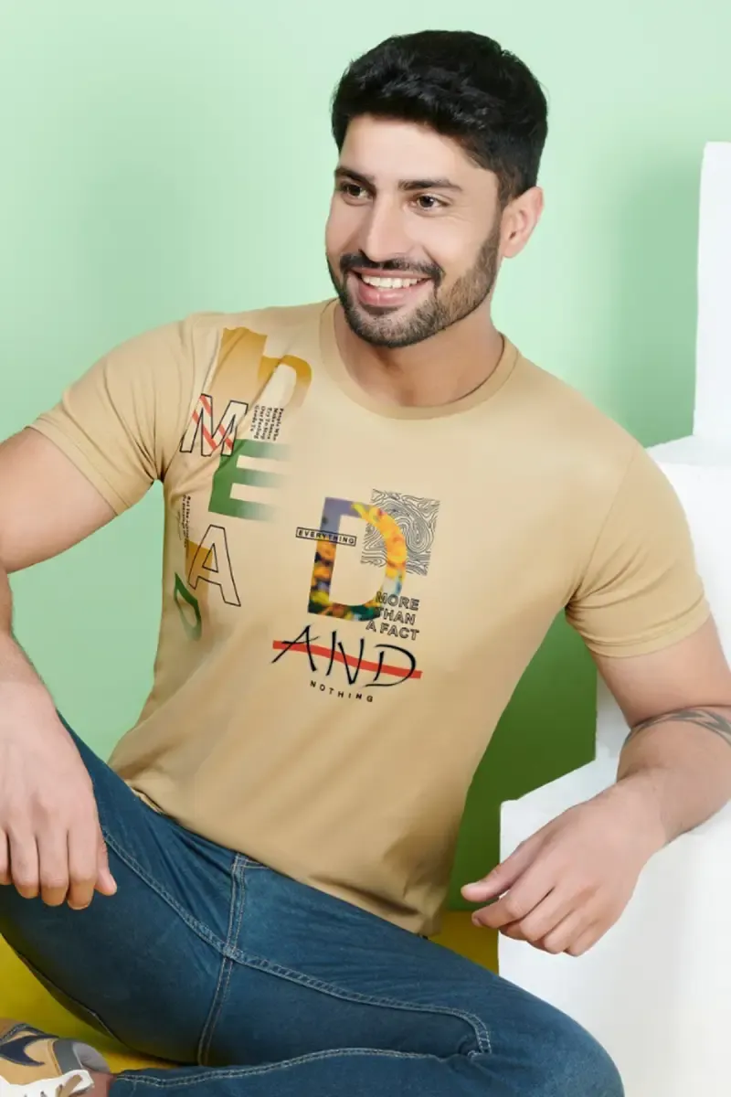 Graphic Printed T-shirt for Men 01123338BEI