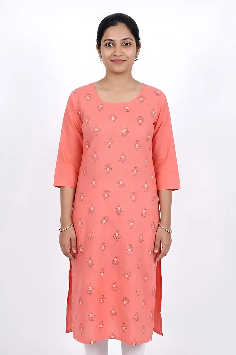 Cotton Blend Ethnic Motifs Print Kurti for Women