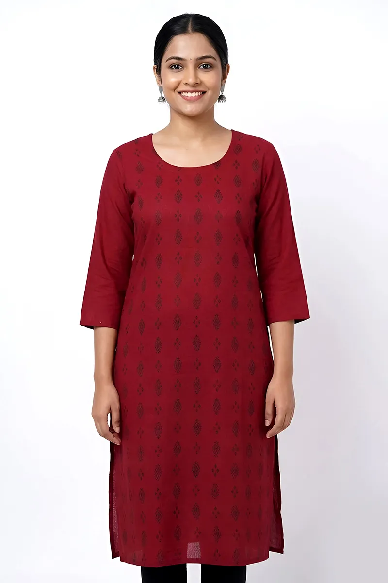Cotton Blend Printed Kurti for Women 011312MMAR