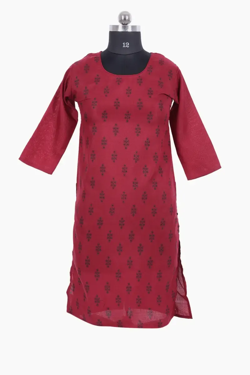 Cotton Blend Ethnic Motifs Print Kurti for Women