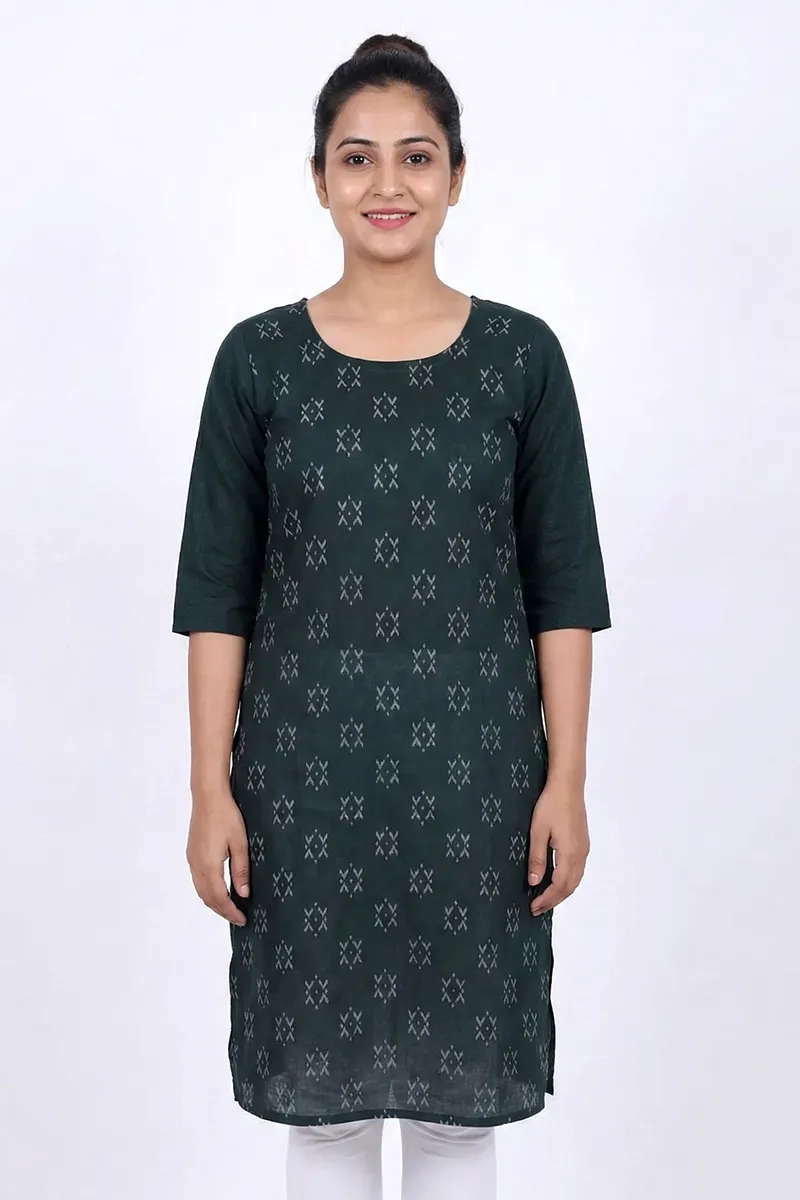 Cotton Blend Printed Kurti for Women 011321MDARGRE