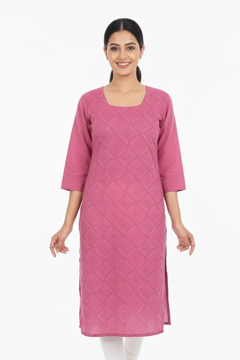 Cotton Blend Printed Kurti for Women 011324MPIN