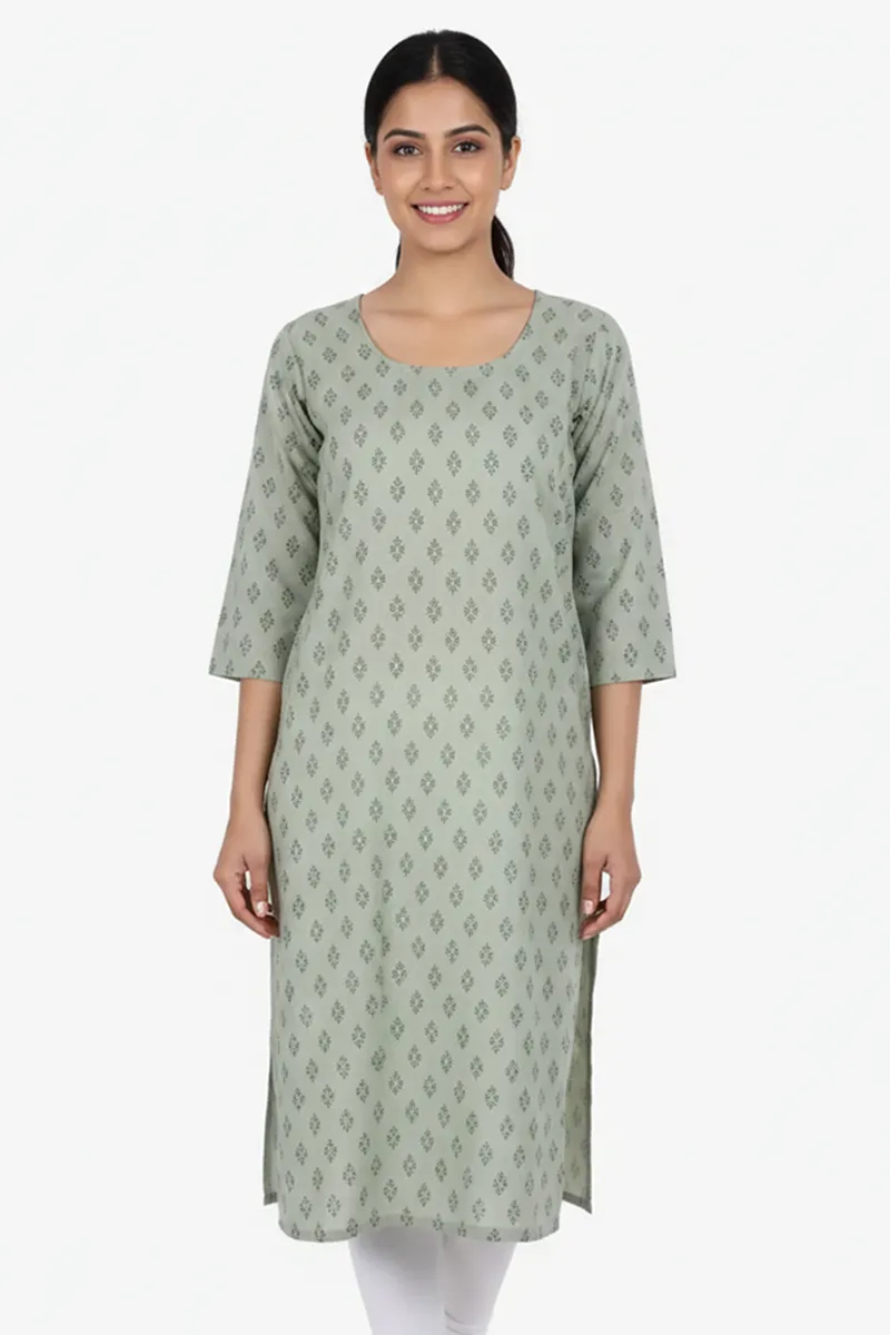 Cotton Blend Printed Kurti for Women 011331LLIGGRE