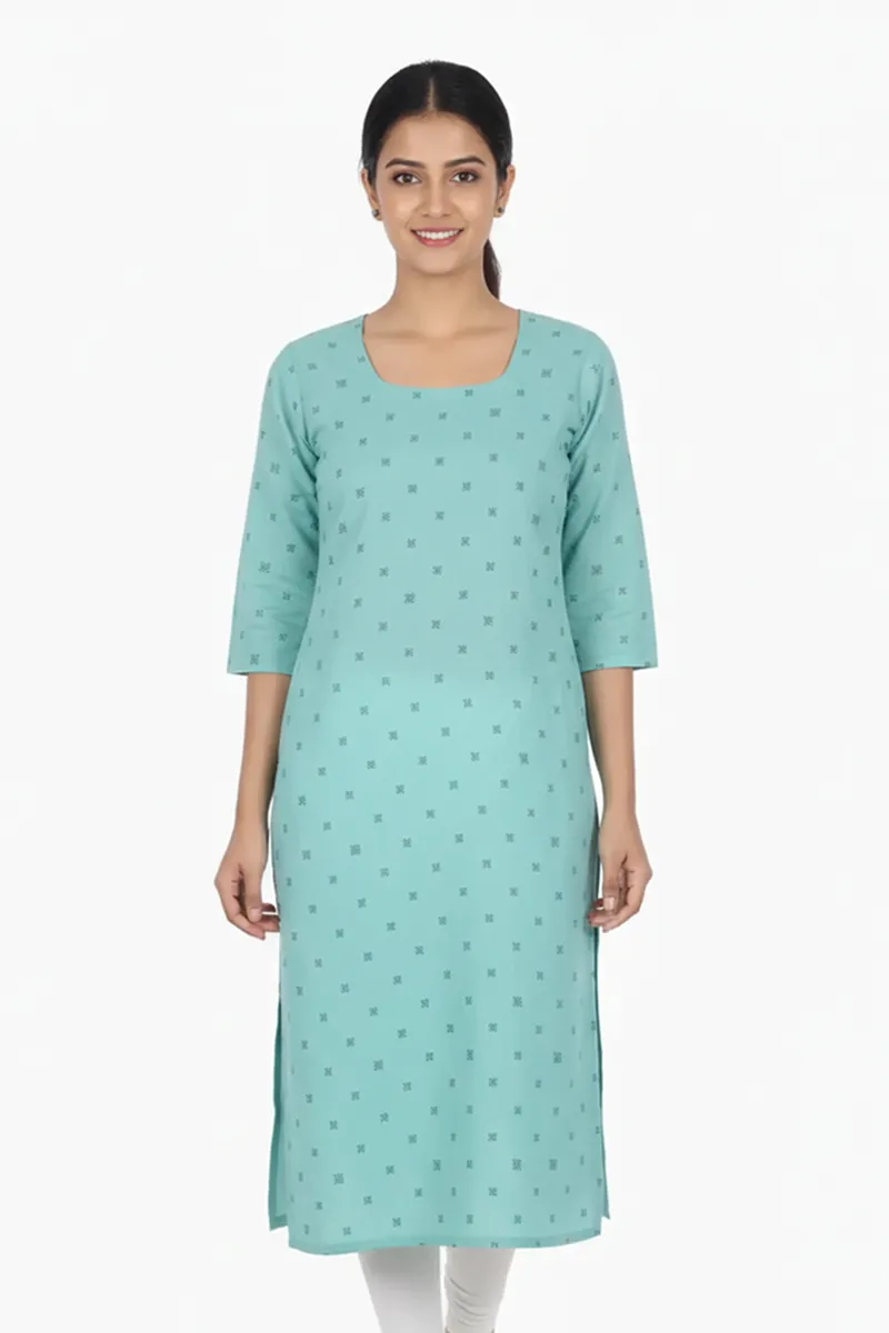 Cotton Blend Printed Kurti for Women 011332LGRE