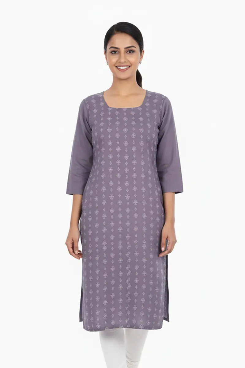 Cotton Blend Floral Print Kurti for Women