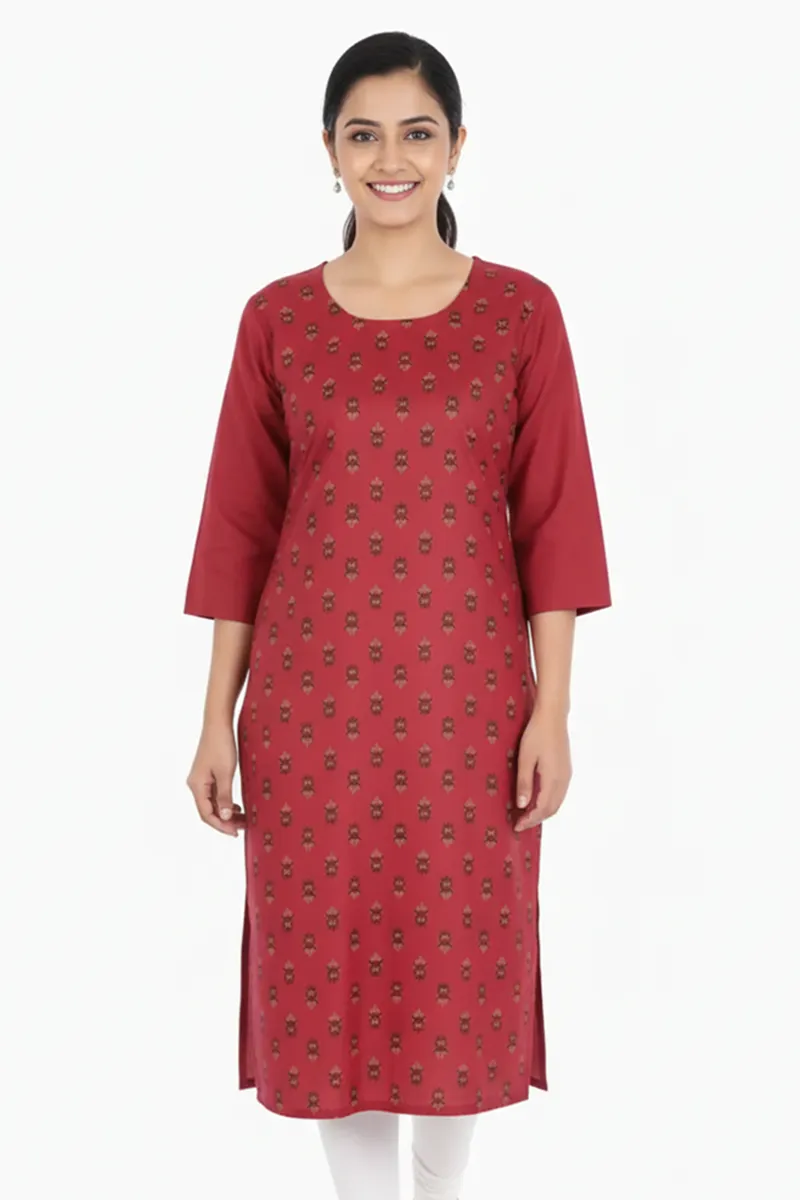 Cotton Blend Floral Printed Kurti for Women 011347XLMAR