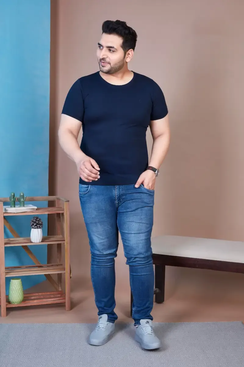 Plus Size Cotton T-shirt for Men 0113532XLNAVBLU