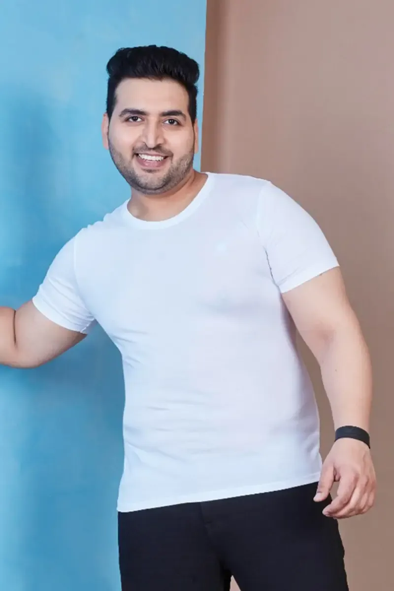 Plus Size Cotton T-shirt for Men 0113533XLWHI