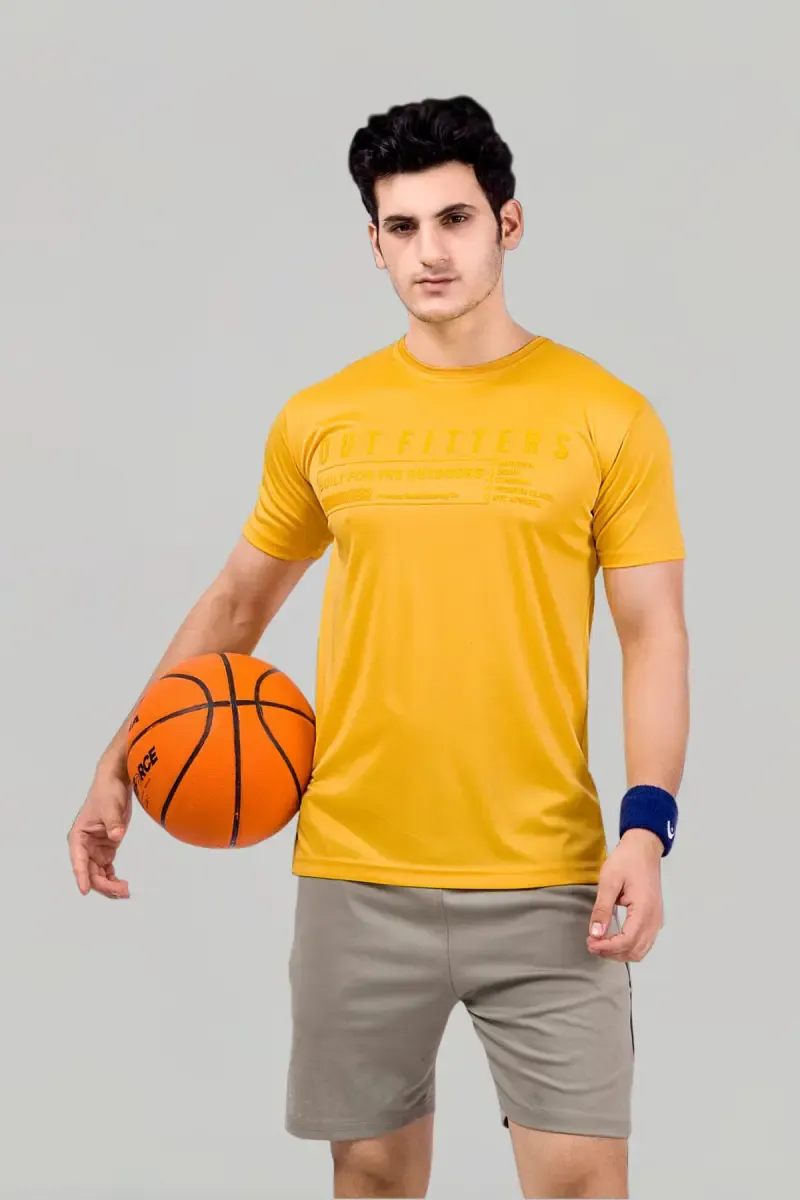 Men's Embossed Print T-shirt 011430XLYEL