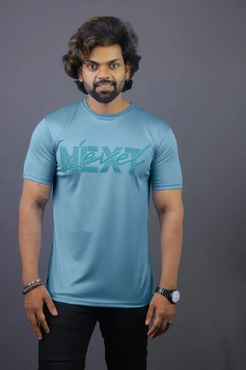 Men's Cotton Blend Embossed T-shirt 011433XLBLU