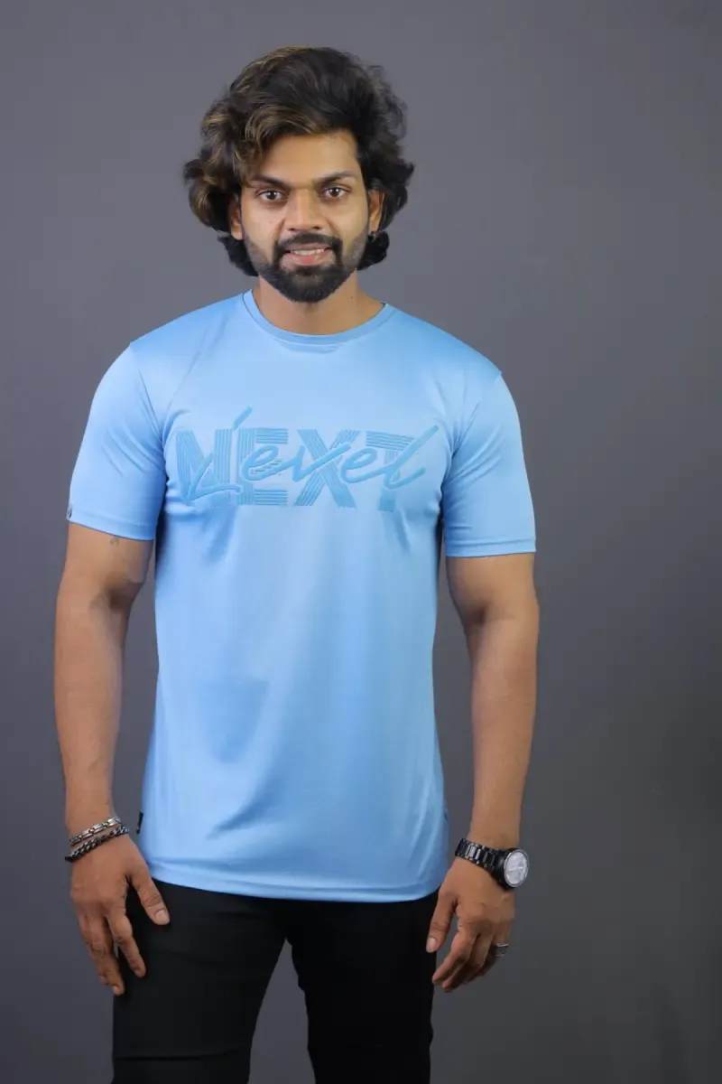 Men's Cotton Blend Embossed T-shirt 011433XLLIGBLU