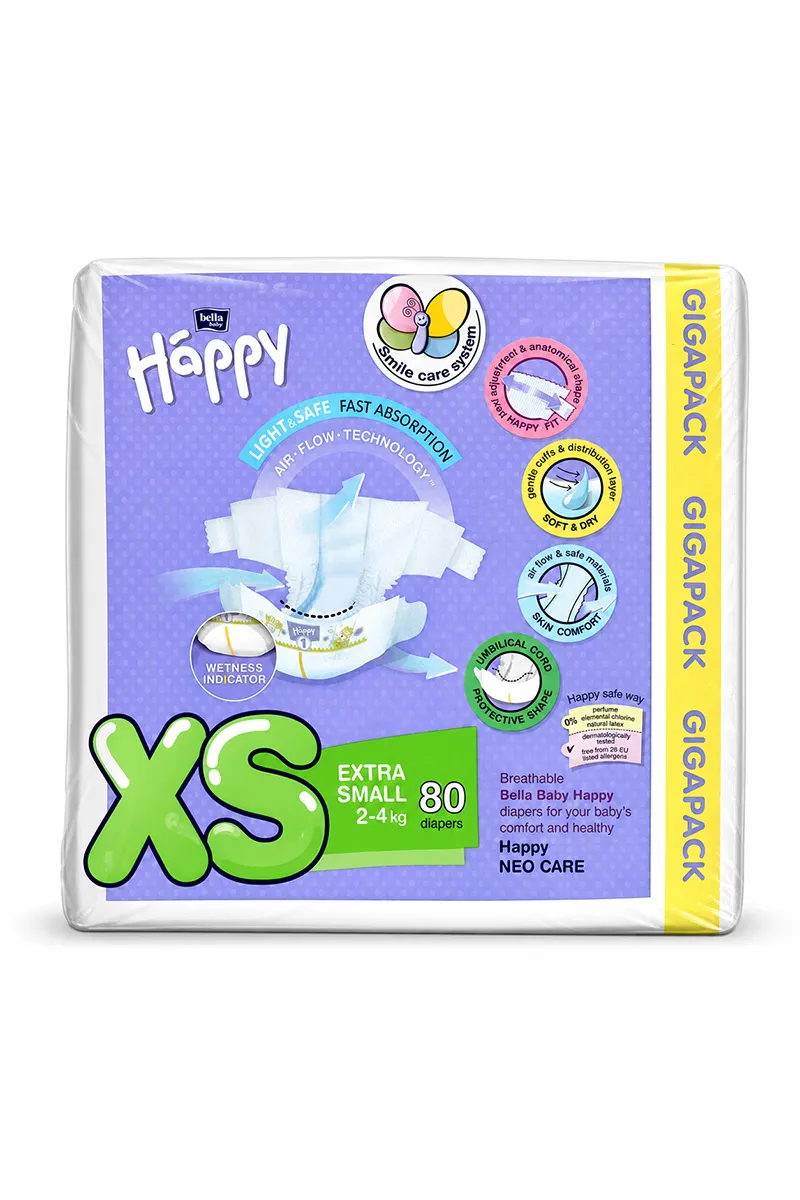 Baby Happy Extra Small Diaper (80 Pieces)