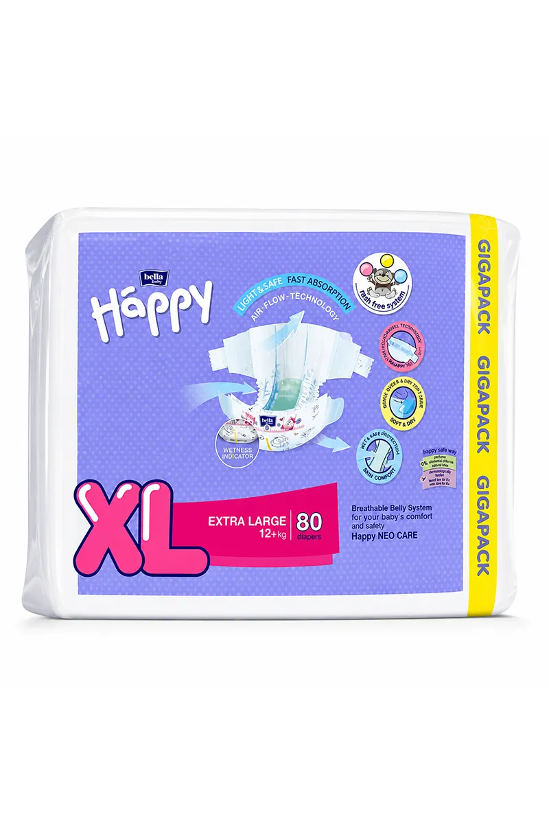 Baby Happy Extra Large Diapers - (80 Pieces)
