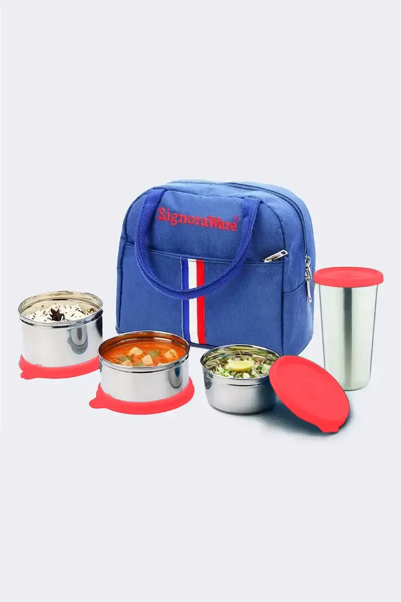 Signoraware Stainless Steel  Stylish Lunch Box Set - 1420ml